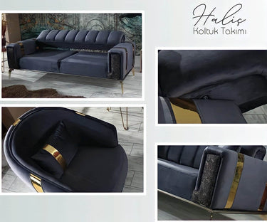 Lyon Luxury Velvet Sofa Sets - Cream, Navy Blue & Grey - 1, 2, 3 Seater Options - UK Luxury Furniture